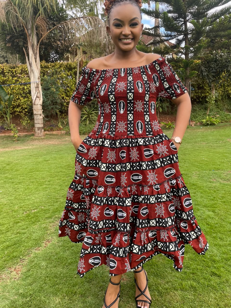 Ankara mid length skater/balloon dress